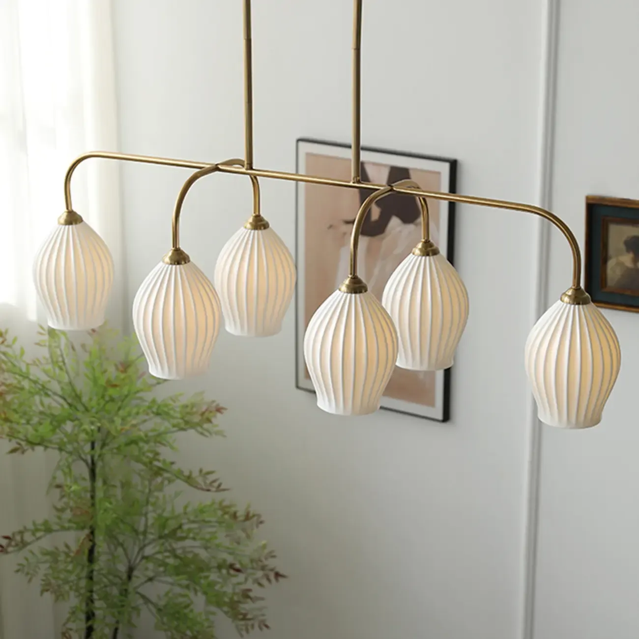 Geometric Metal Pendant Light for Dining Area Image - 11