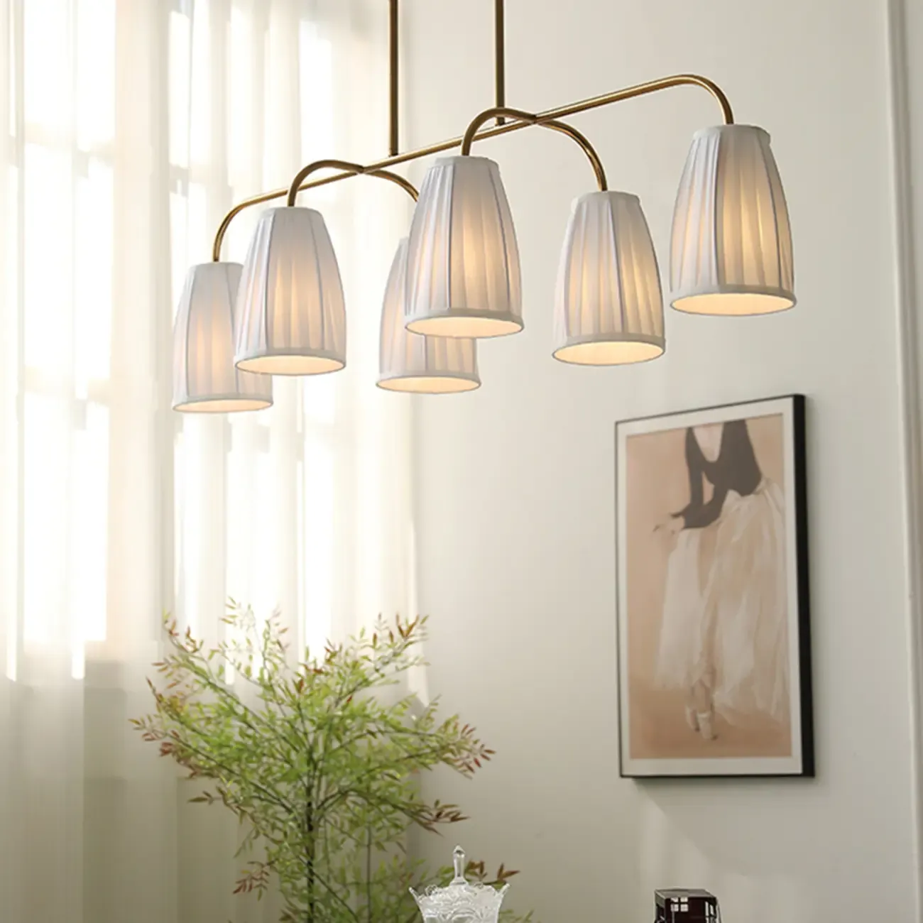 Geometric Metal Pendant Light for Dining Area Image - 14