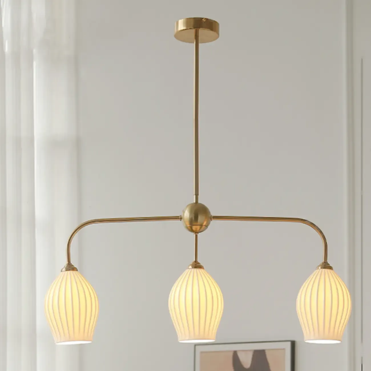 Geometric Metal Pendant Light for Dining Area Image - 3