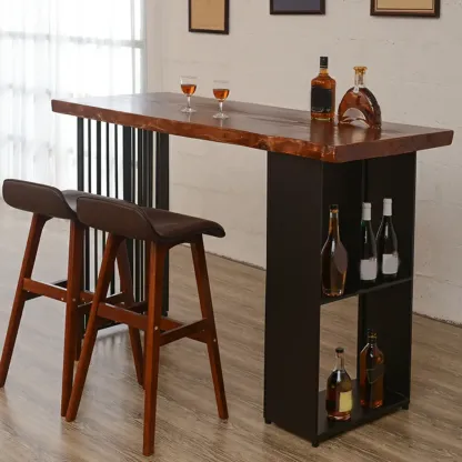 Industrial Brown Wood and Iron Structure Bar Tables Image - 1