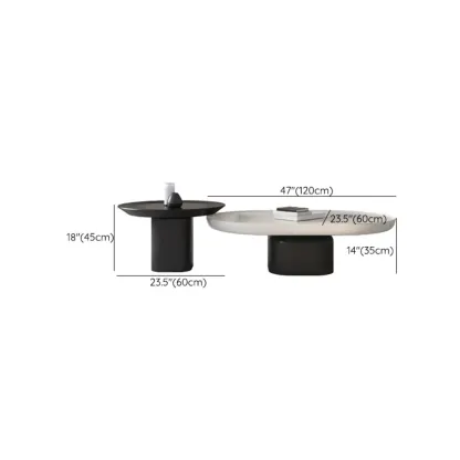 Oval White Wood Modern Coffee Table with Pedestal Base & Tray Top Image - 14