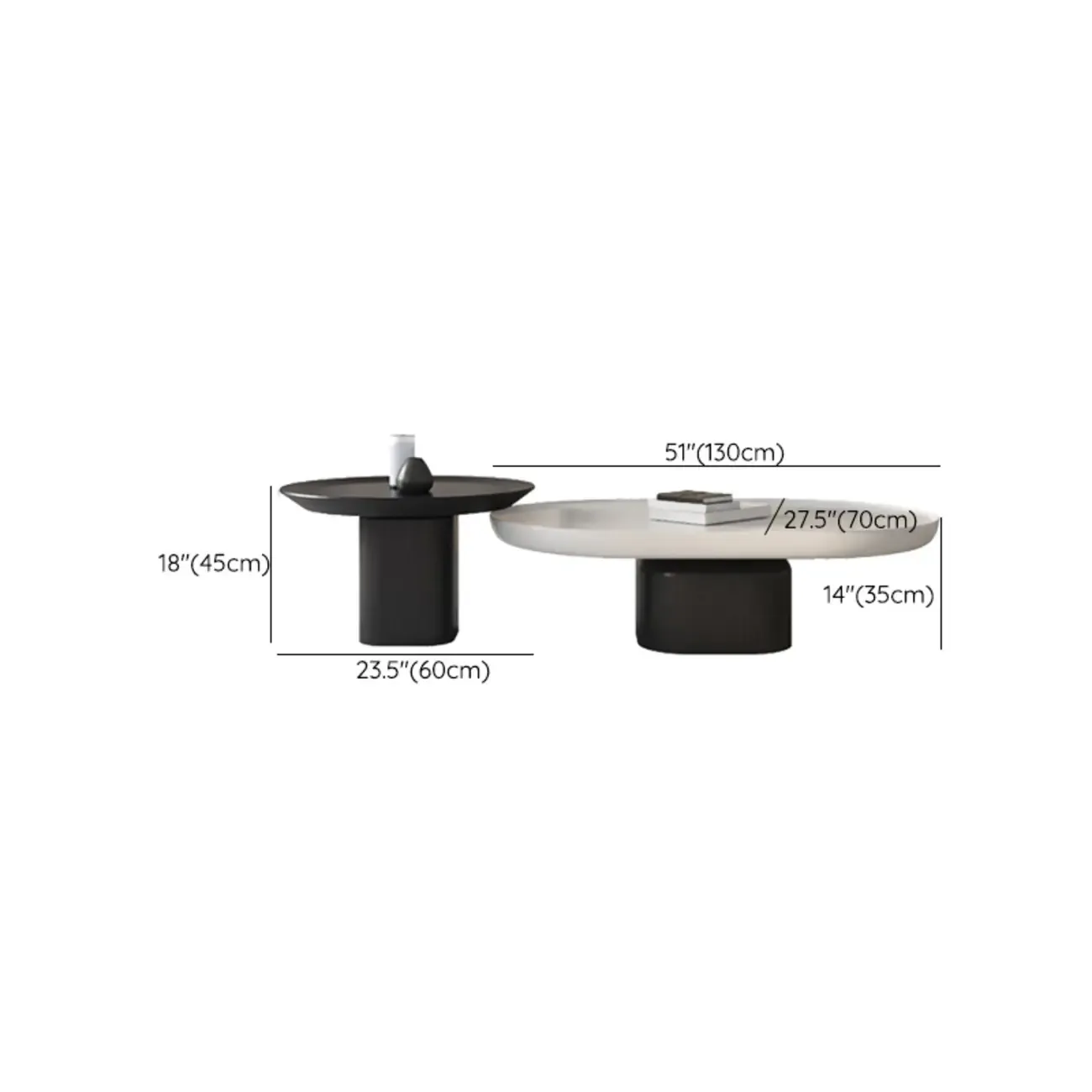 Oval White Wood Modern Coffee Table with Pedestal Base & Tray Top Image - 15