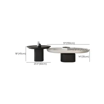 Oval White Wood Modern Coffee Table with Pedestal Base & Tray Top Image - 15