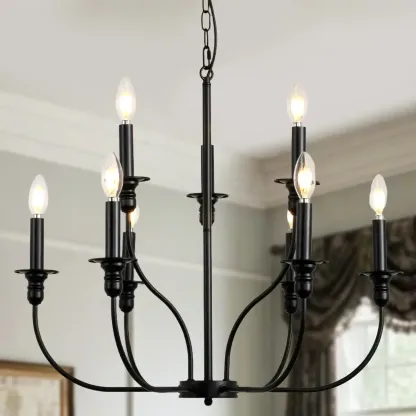 Industrial Black Chandeliers at Home with Adaptable Height Image - 2