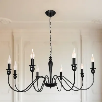 Industrial Black Chandeliers at Home with Adaptable Height Image - 7