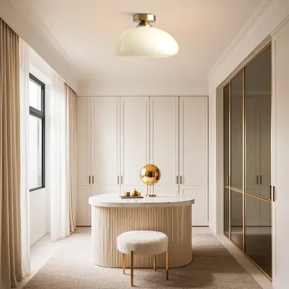 Dome-Shaped Glass LED Semi Flush Ceiling Light for Living Room Image - 3