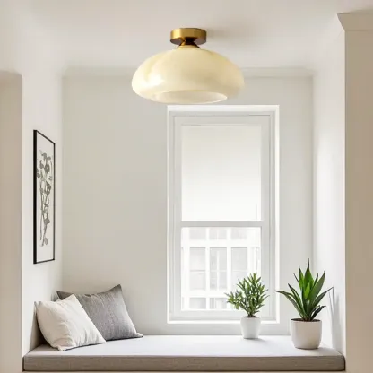 Dome-Shaped Glass LED Semi Flush Ceiling Light for Living Room Image - 4