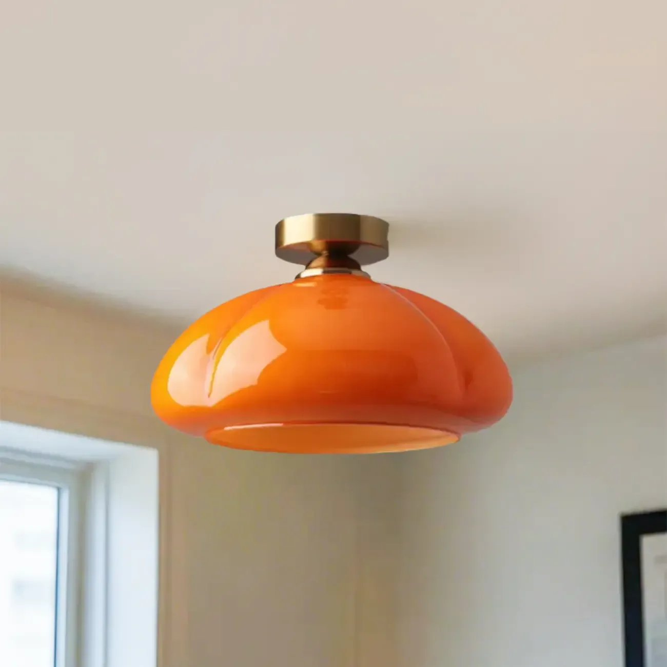 Dome-Shaped Glass LED Semi Flush Ceiling Light for Living Room Image - 6