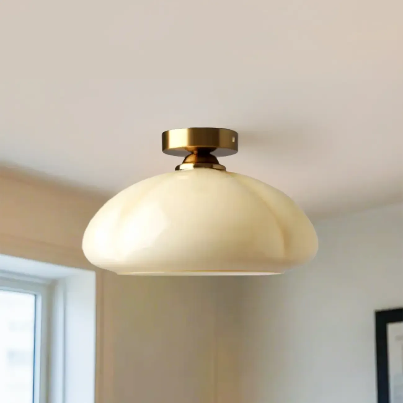 Dome-Shaped Glass LED Semi Flush Ceiling Light for Living Room Image - 8