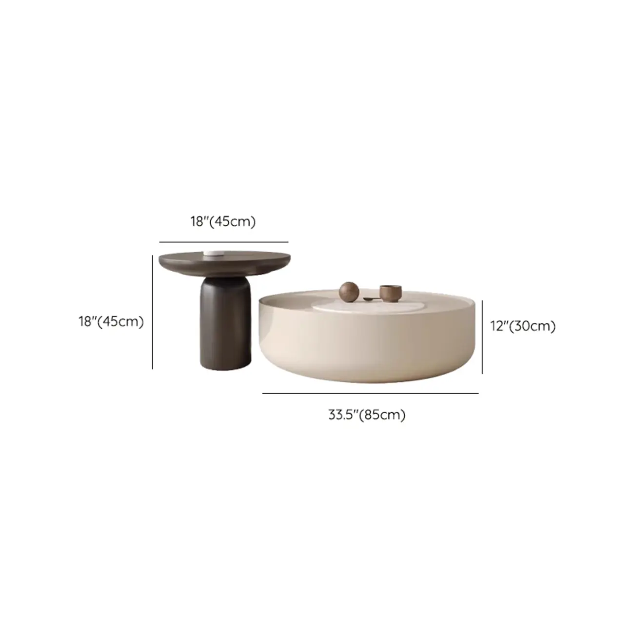 White Stone Bunching Coffee Tables with Tray Tops and Storage Included #size