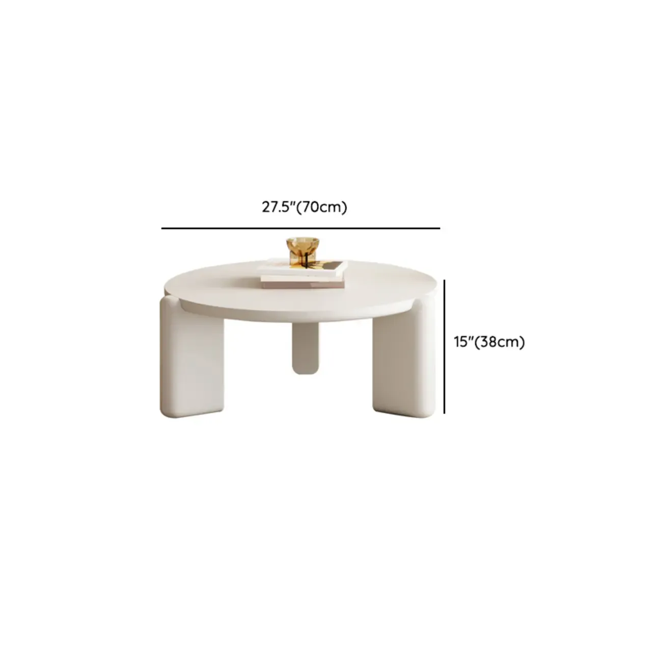 Black White Triple Leg Round Wood Coffee Table Image - 13
