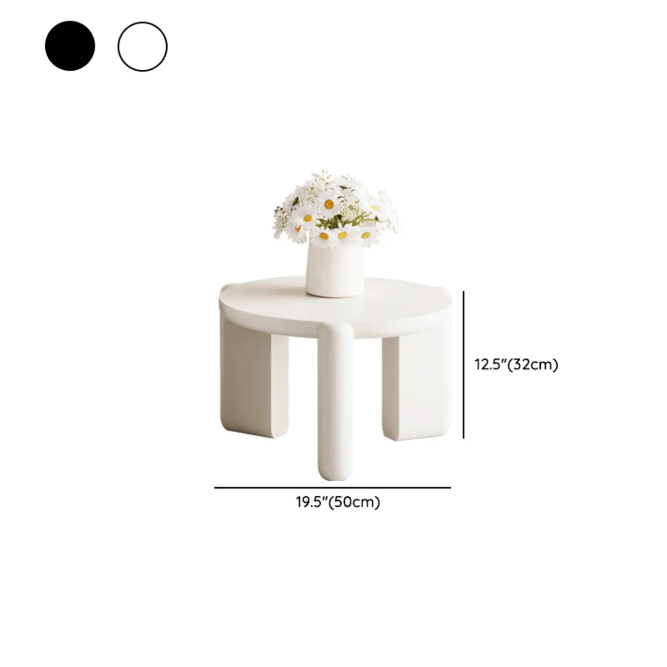 Black White Triple Leg Round Wood Coffee Table Image - 14 | homeyfad