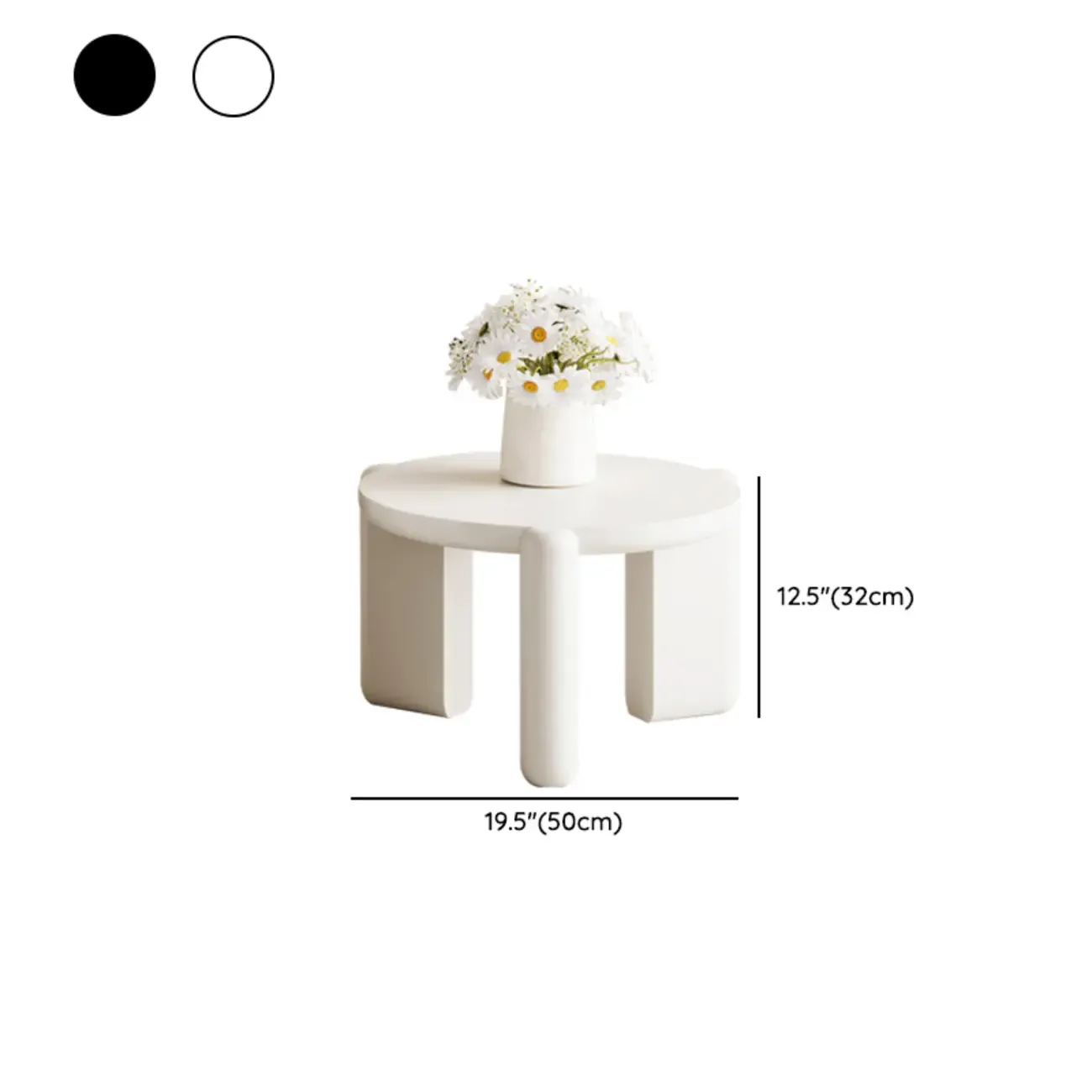 Black White Triple Leg Round Wood Coffee Table Image - 14