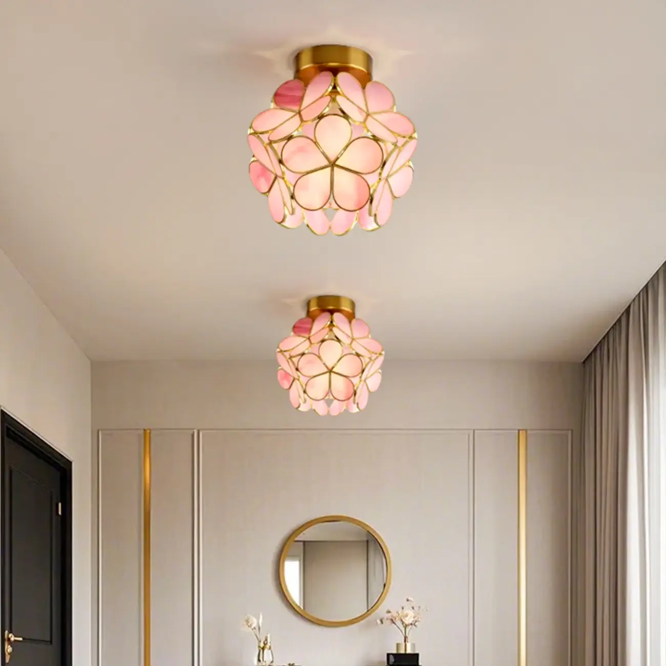 5 to 9 Inch Pink Floral Ceiling Light Fixture for Indoor Aisle Image - 1 | homeyfad