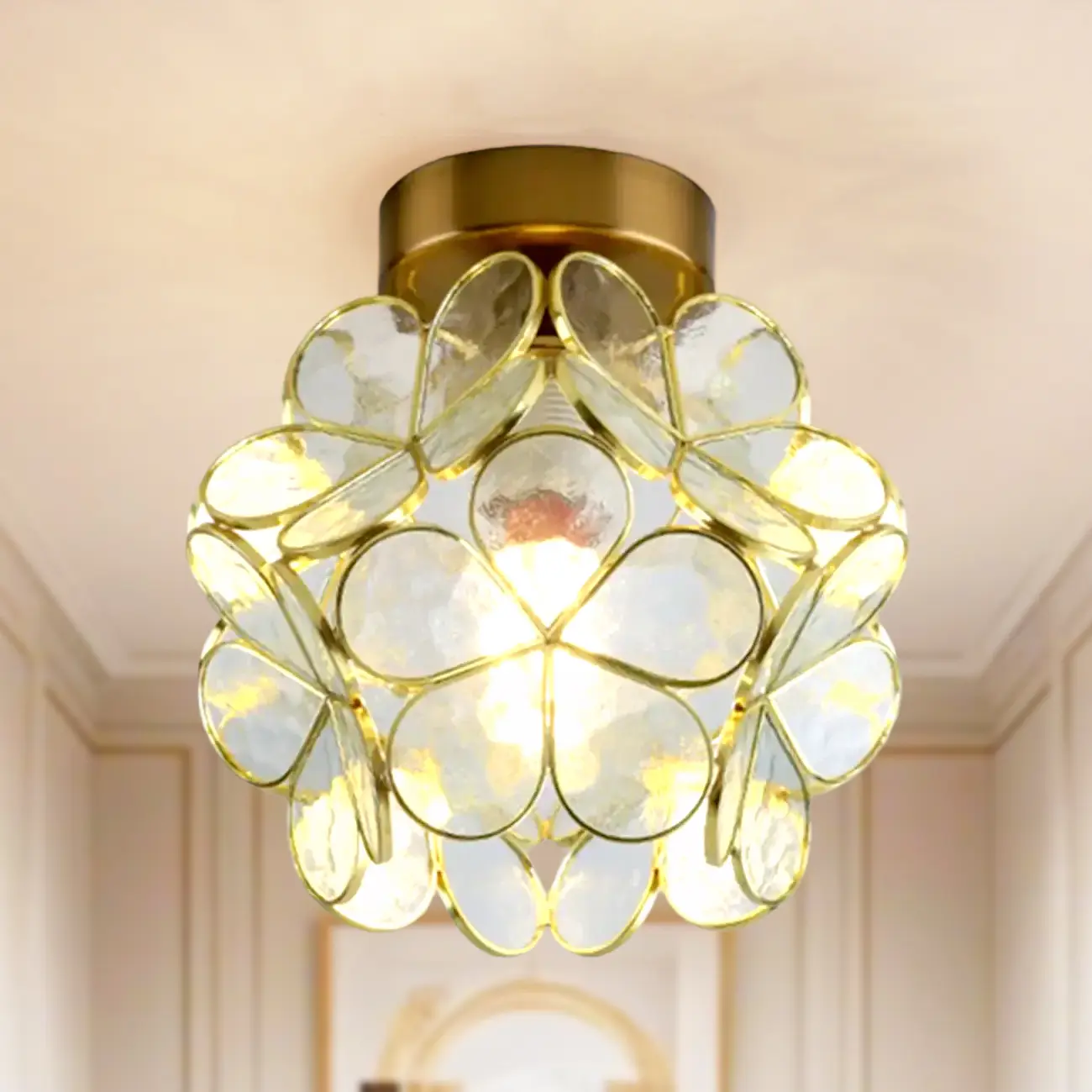 5 to 9 Inch Pink Floral Ceiling Light Fixture for Indoor Aisle Image - 2 | homeyfad