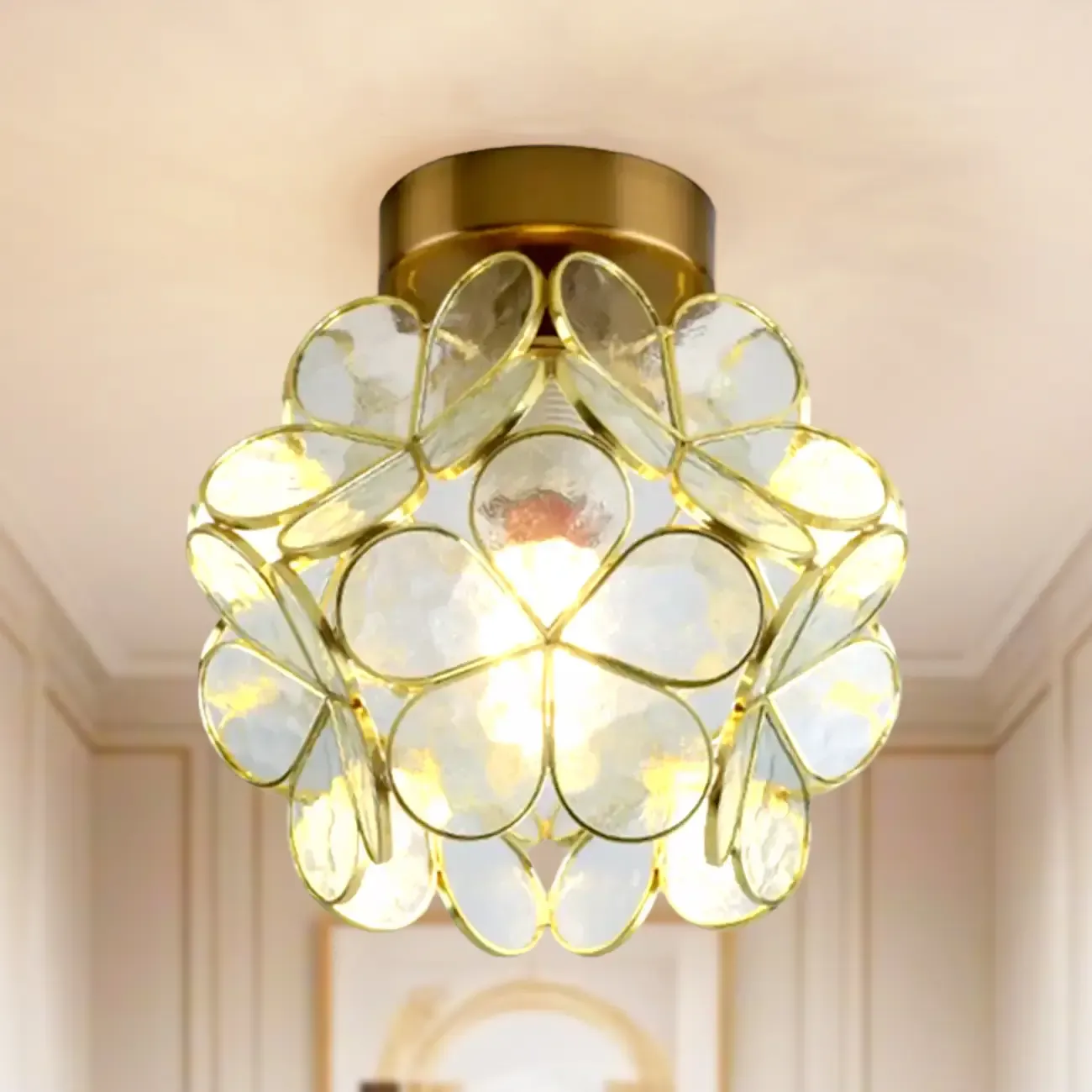 5 to 9 Inch Pink Floral Ceiling Light Fixture for Indoor Aisle Image - 2