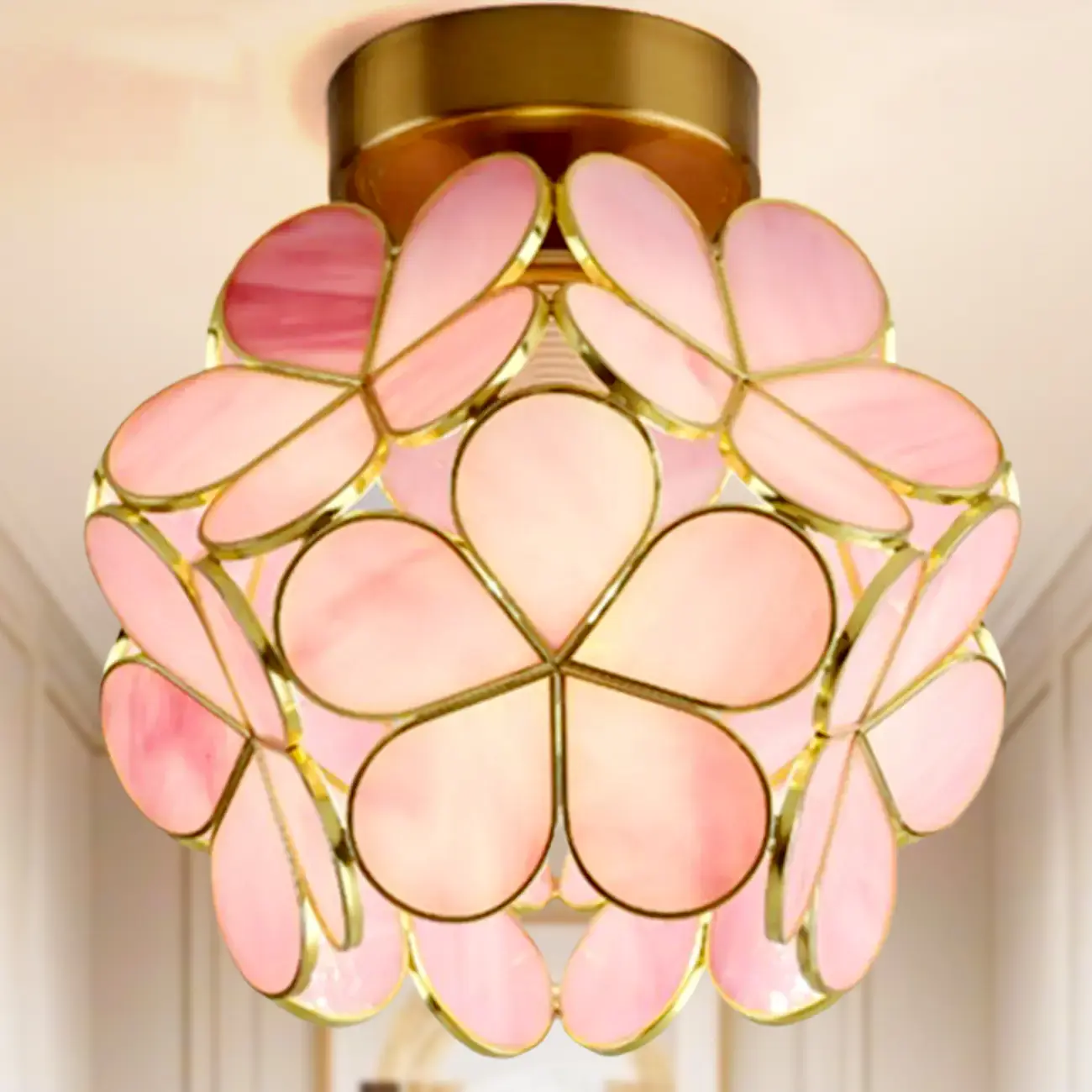 5 to 9 Inch Pink Floral Ceiling Light Fixture for Indoor Aisle Image - 5 | homeyfad