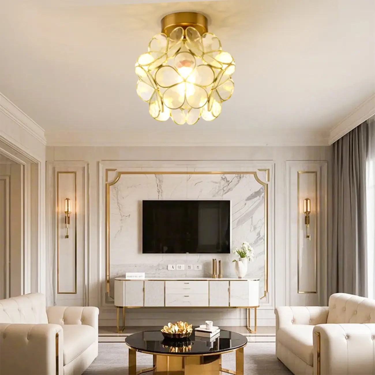 5 to 9 Inch Pink Floral Ceiling Light Fixture for Indoor Aisle Image - 6 | homeyfad