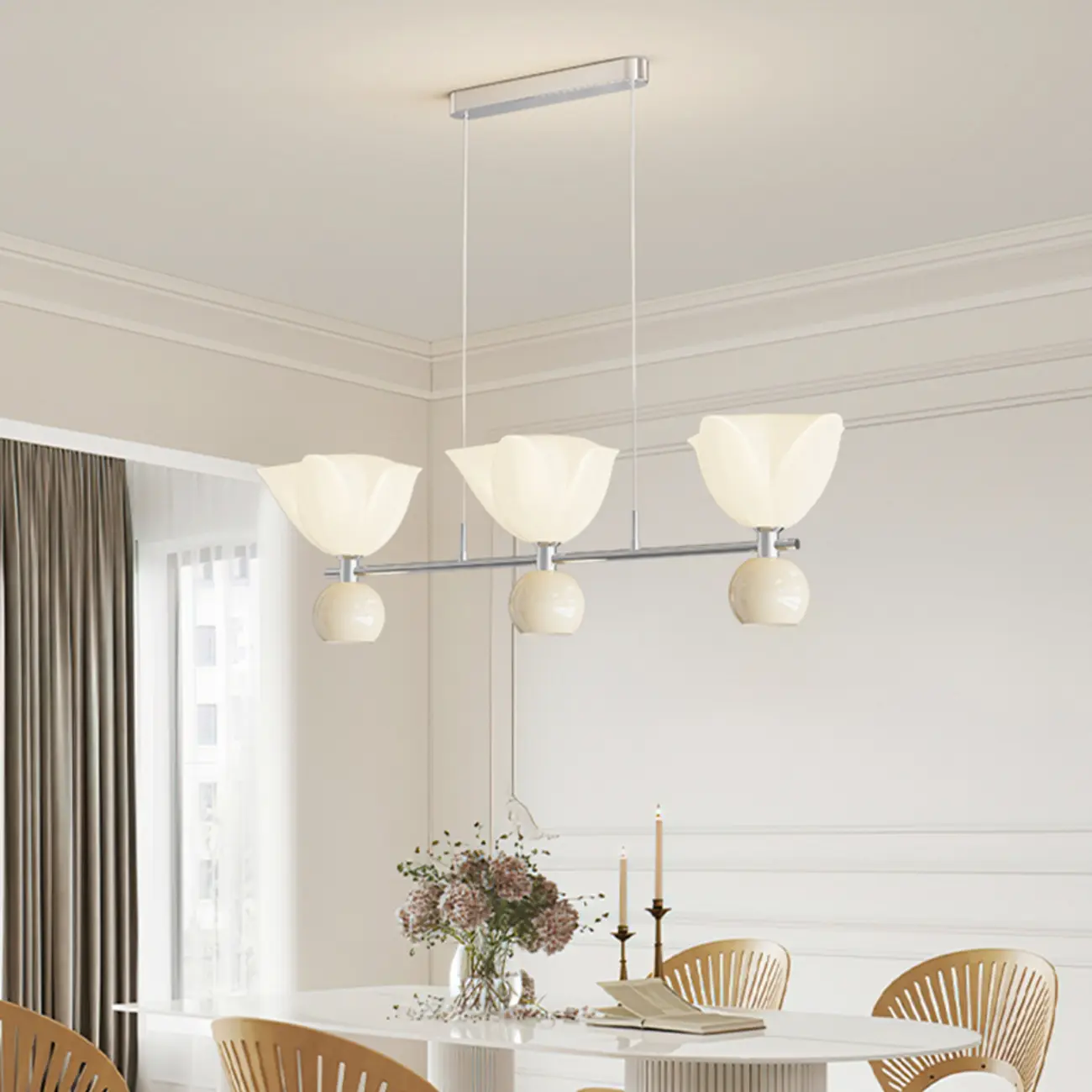 3-Light Modern Chrome Plastic Island Pendant Light Image - 1 | homeyfad