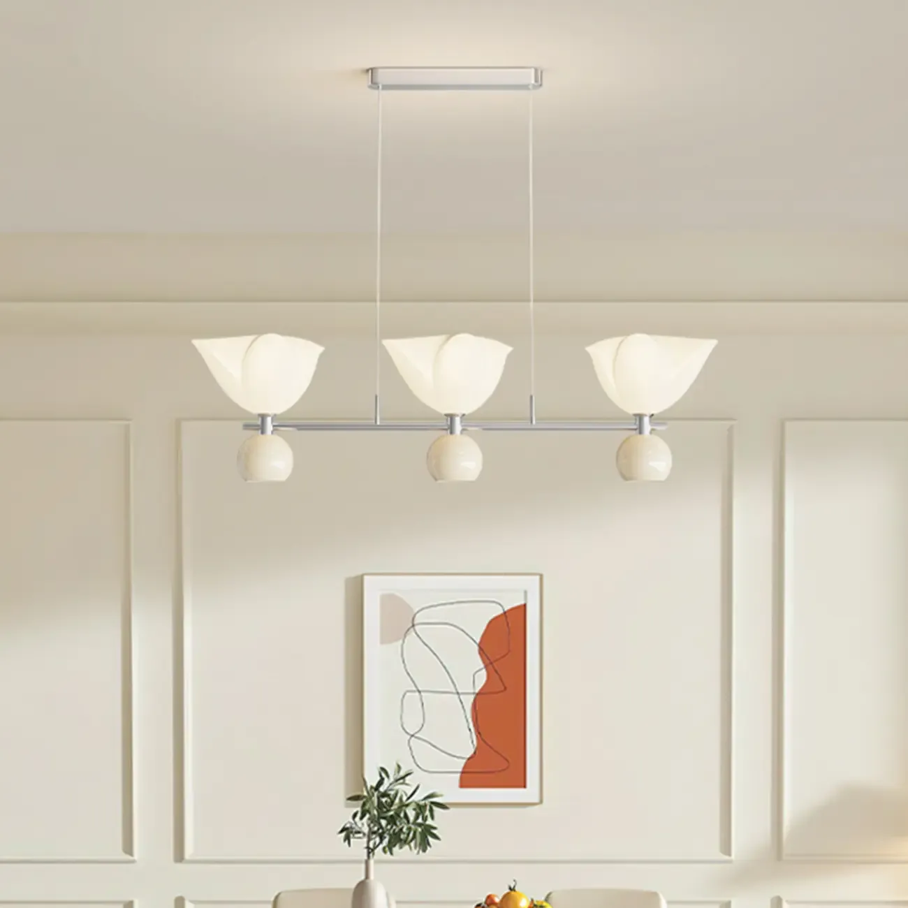 3-Light Modern Chrome Plastic Island Pendant Light Image - 2