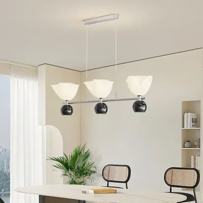 3-Light Modern Chrome Plastic Island Pendant Light Image - 3