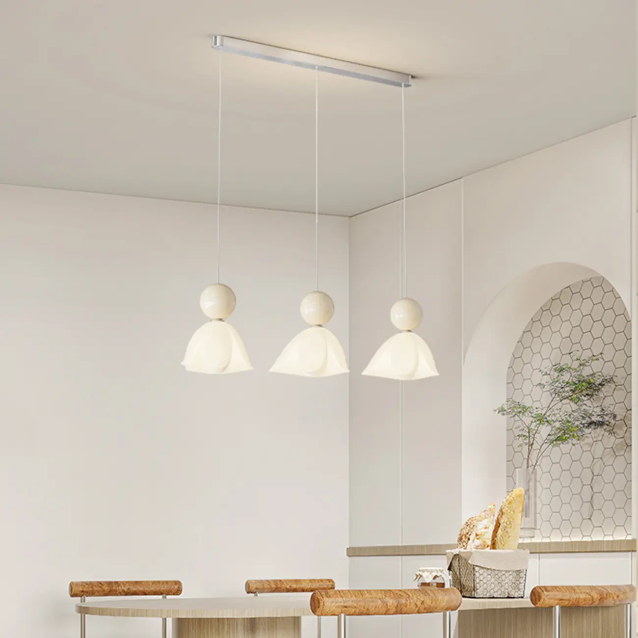 3-Light Modern Chrome Plastic Island Pendant Light Image - 4 | homeyfad