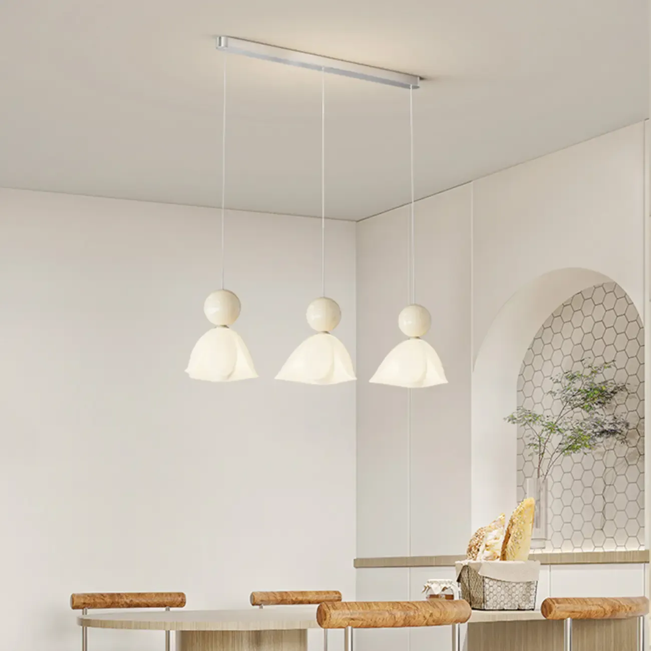 3-Light Modern Chrome Plastic Island Pendant Light Image - 4