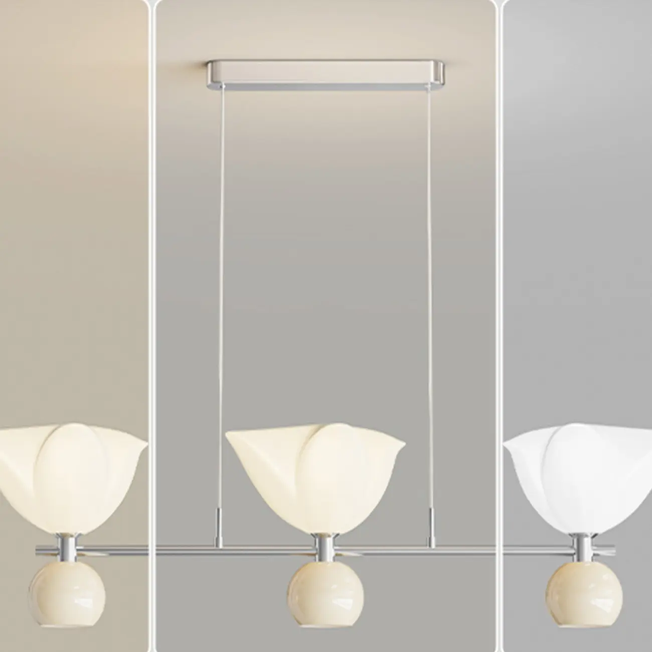 3-Light Modern Chrome Plastic Island Pendant Light Image - 8 | homeyfad