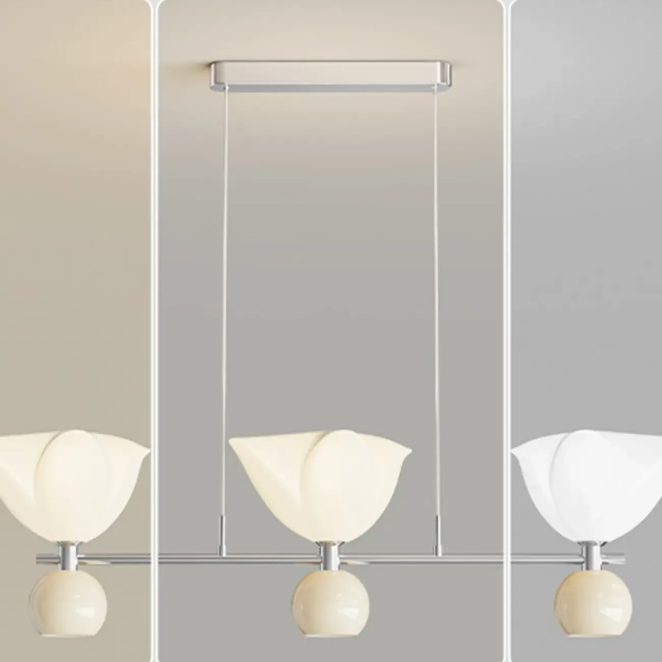 3-Light Modern Chrome Plastic Island Pendant Light Image - 8