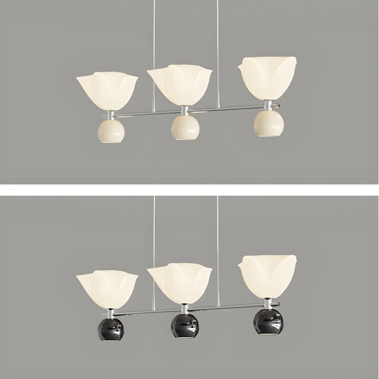 3-Light Modern Chrome Plastic Island Pendant Light Image - 11 | homeyfad