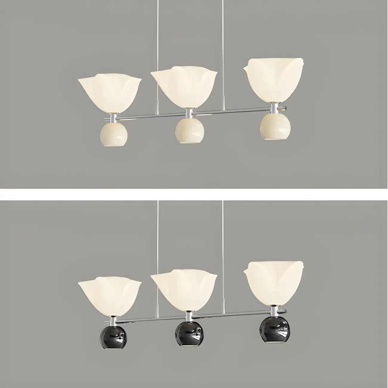 3-Light Modern Chrome Plastic Island Pendant Light Image - 11