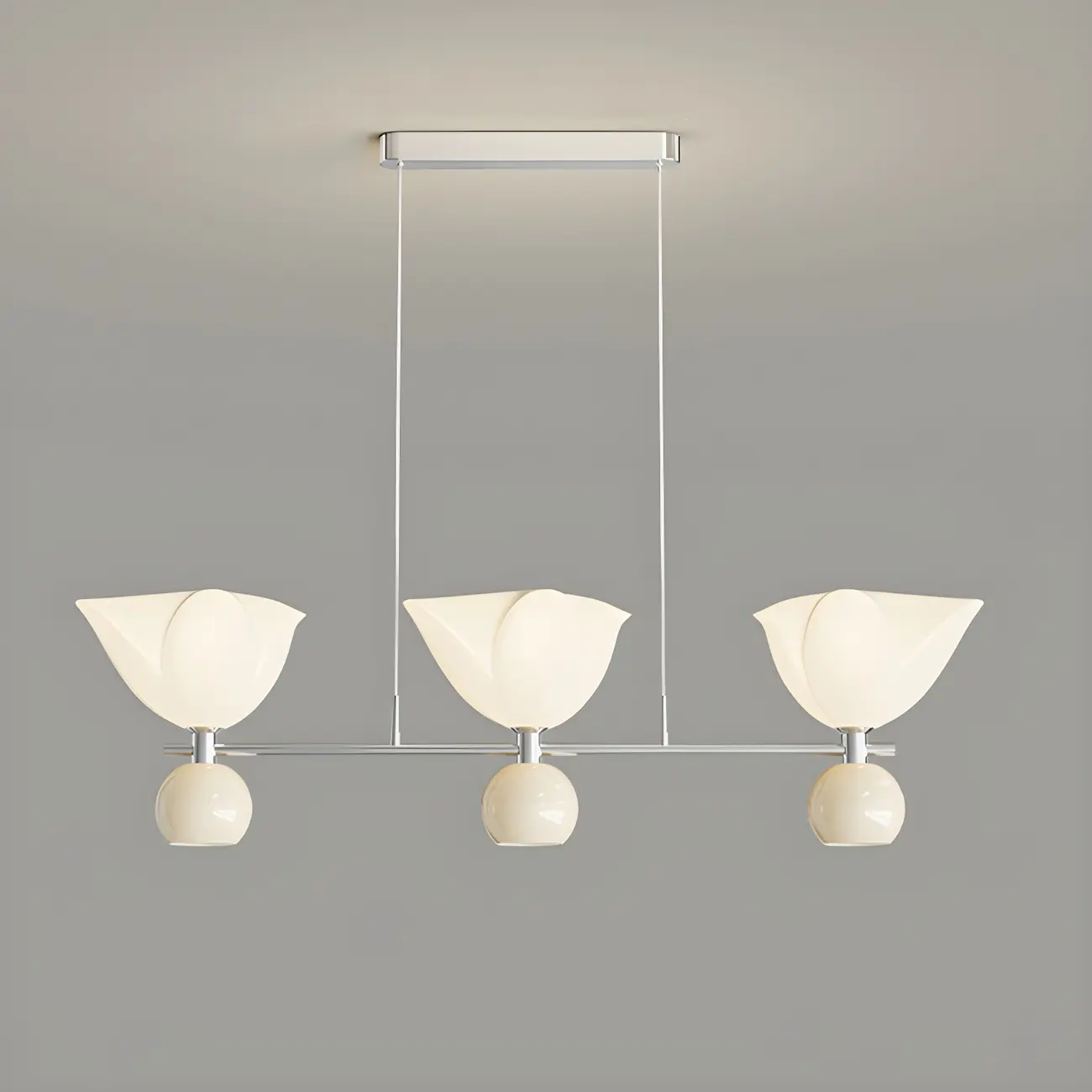 3-Light Modern Chrome Plastic Island Pendant Light Image - 13 | homeyfad