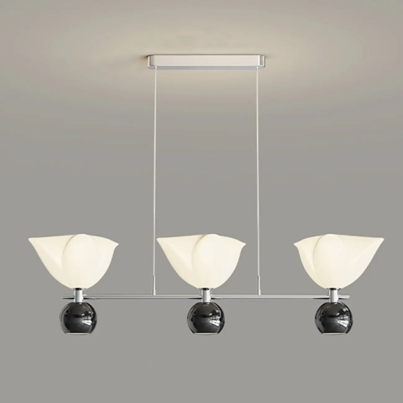 3-Light Modern Chrome Plastic Island Pendant Light Image - 14 | homeyfad