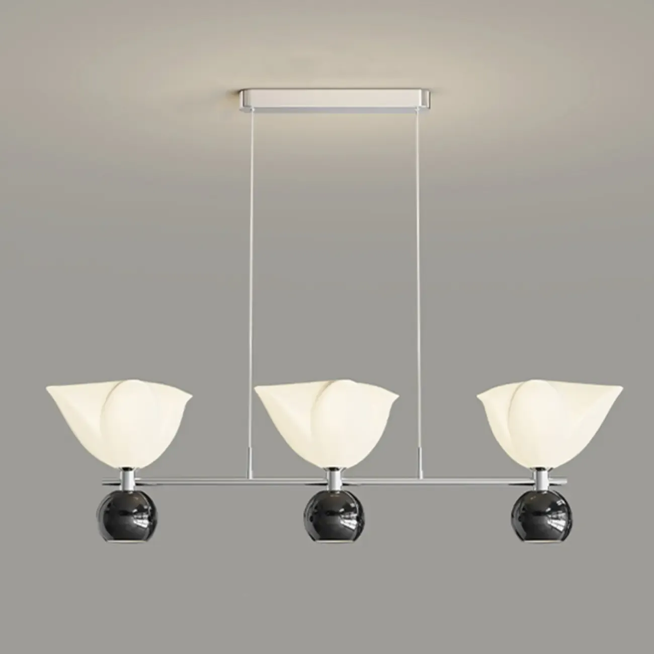 3-Light Modern Chrome Plastic Island Pendant Light Image - 14