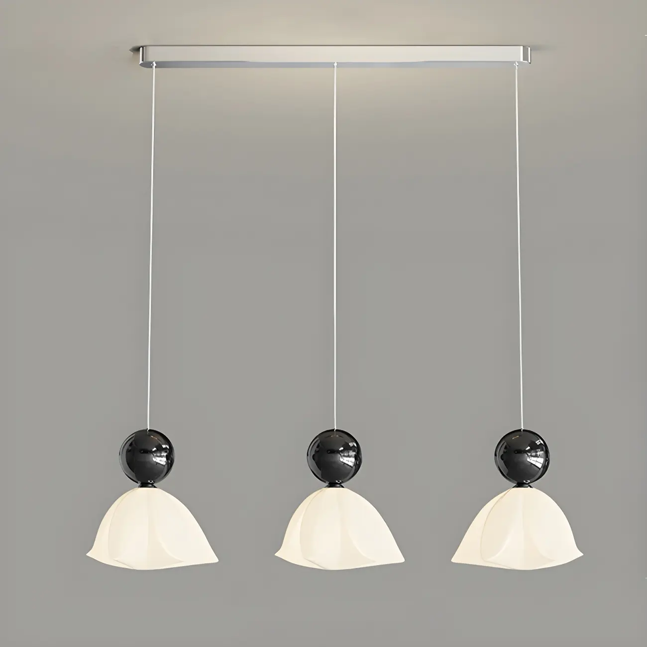 3-Light Modern Chrome Plastic Island Pendant Light Image - 16 | homeyfad