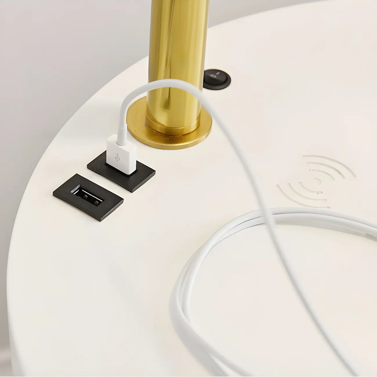 Adjustable Wooden Arc Floor Lamp with Geometric Shade Image - 3 | homeyfad