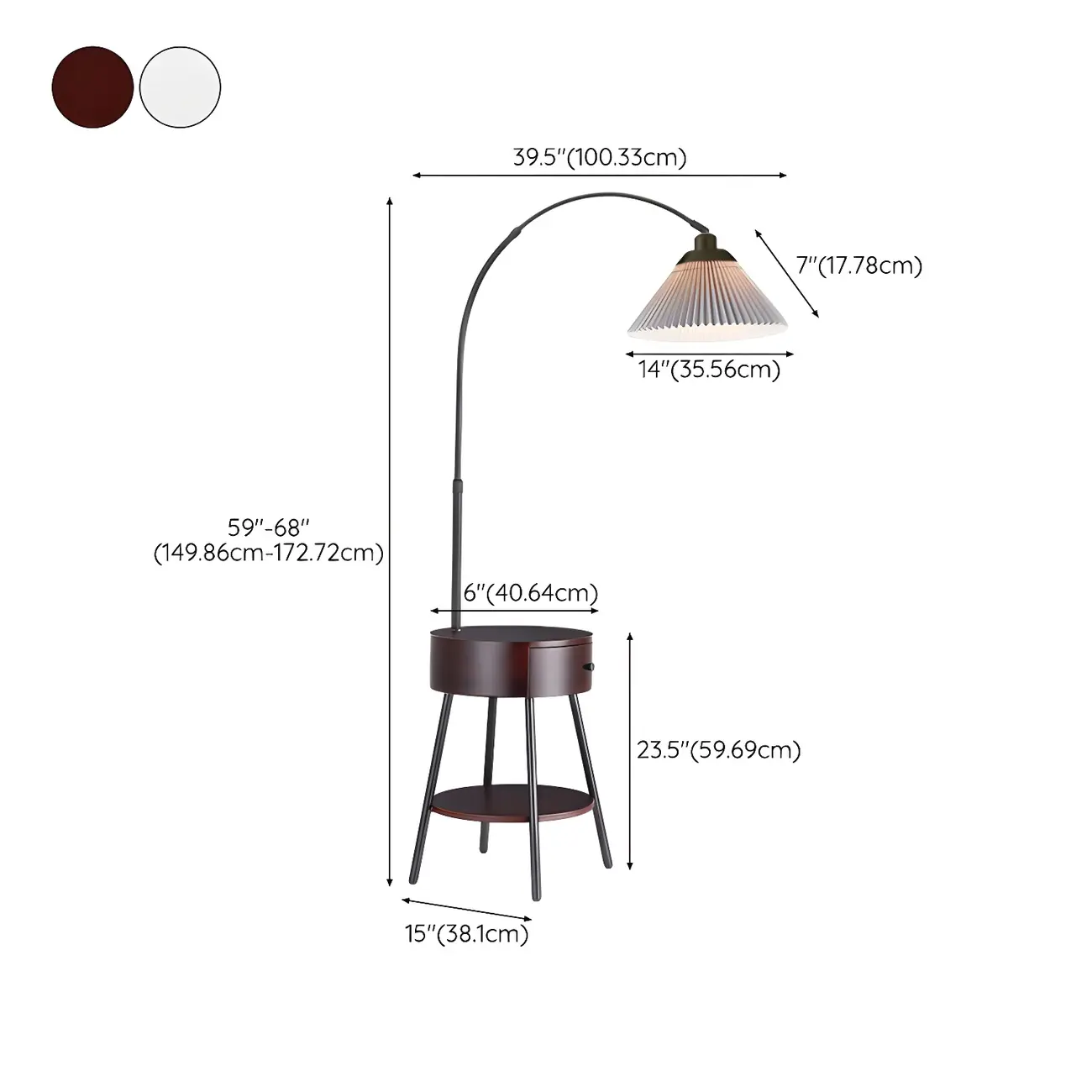 Adjustable Arc Floor Lamp with Table & Remote for Bedroom #size
