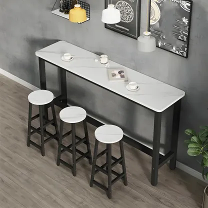 Modern White Wood Top Steel Base Bar Tables Image - 1