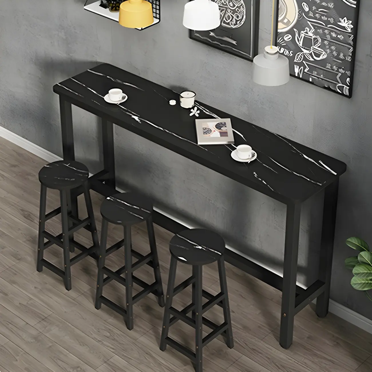 Modern White Wood Top Steel Base Bar Tables Image - 5 | homeyfad