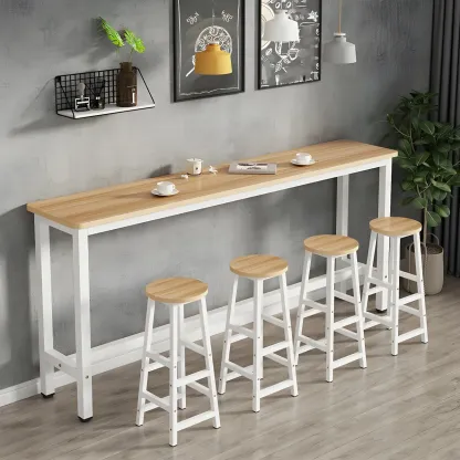 Modern White Wood Top Steel Base Bar Tables Image - 9