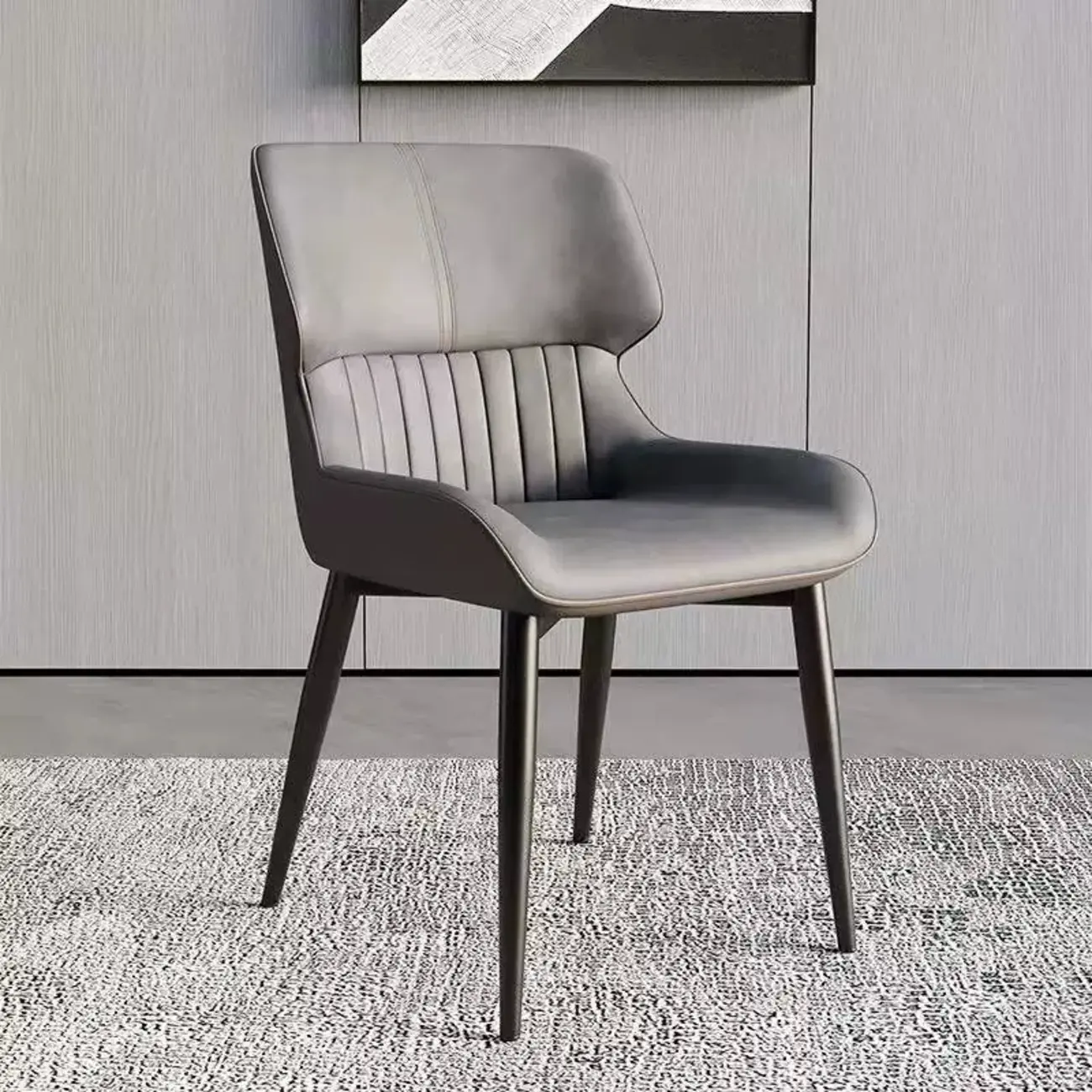 Leather Low Solid Back Armless Dining Side Chair Image - 7 | homeyfad