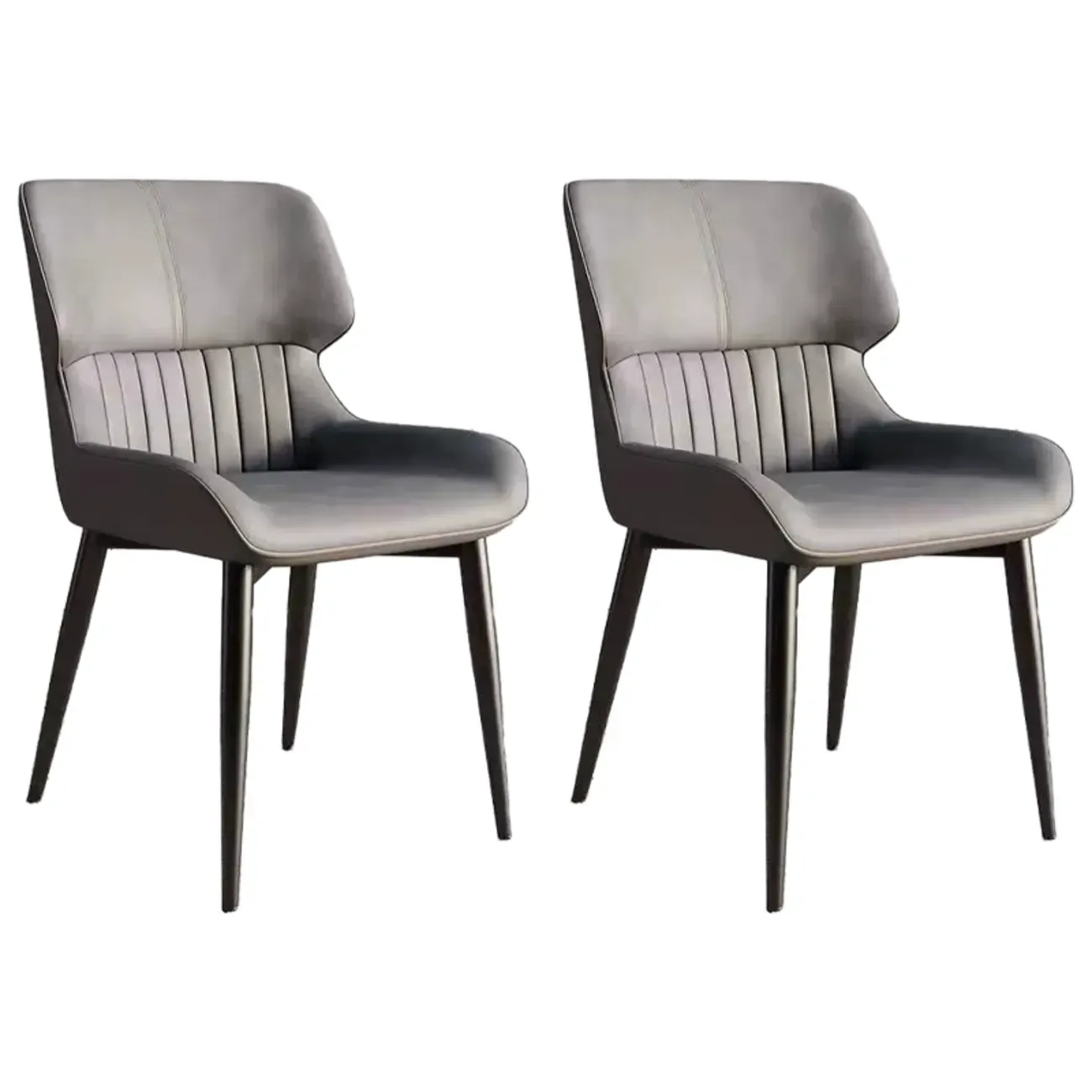 Leather Low Solid Back Armless Dining Side Chair Image - 21