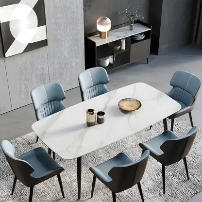 Leather Low Solid Back Armless Dining Side Chair Image - 6