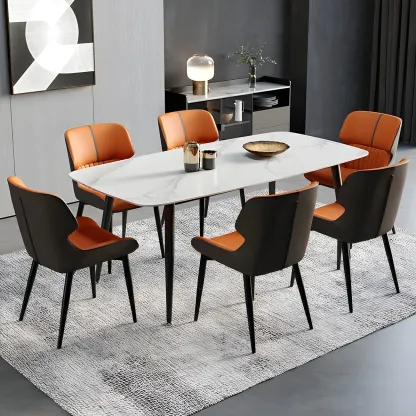 Leather Low Solid Back Armless Dining Side Chair Image - 2