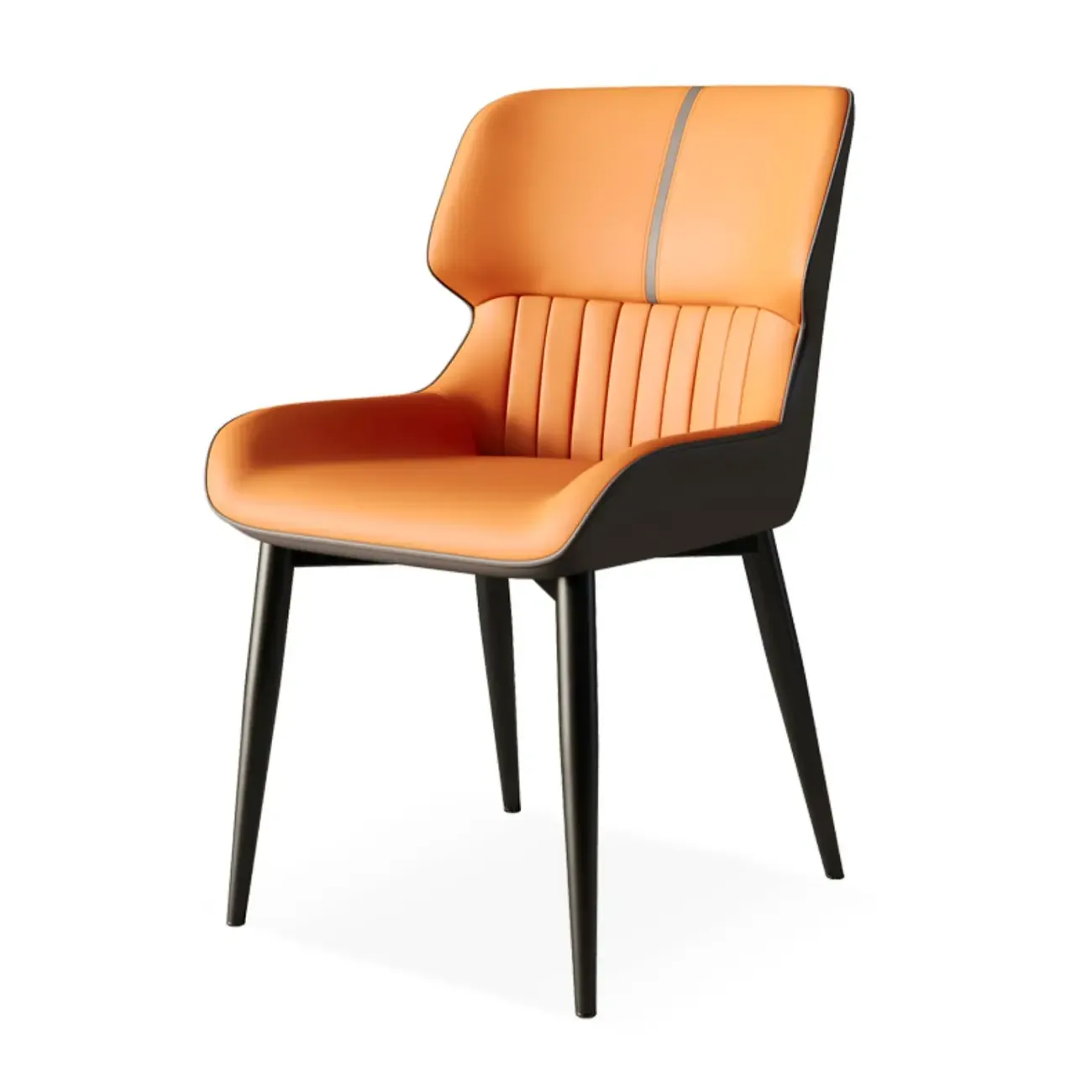 Leather Low Solid Back Armless Dining Side Chair Image - 20