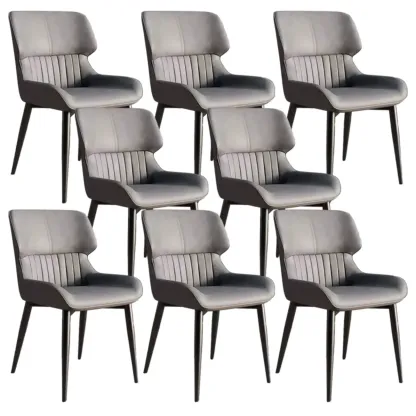 Leather Low Solid Back Armless Dining Side Chair Image - 24