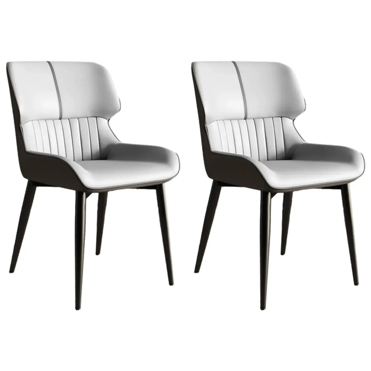 Leather Low Solid Back Armless Dining Side Chair Image - 25