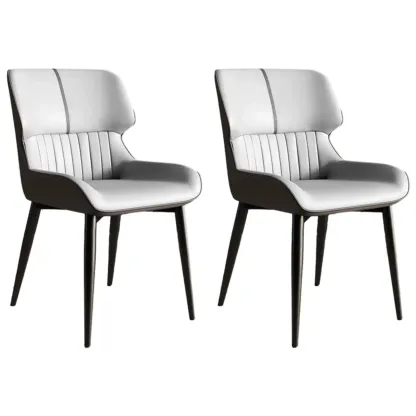 Leather Low Solid Back Armless Dining Side Chair Image - 25