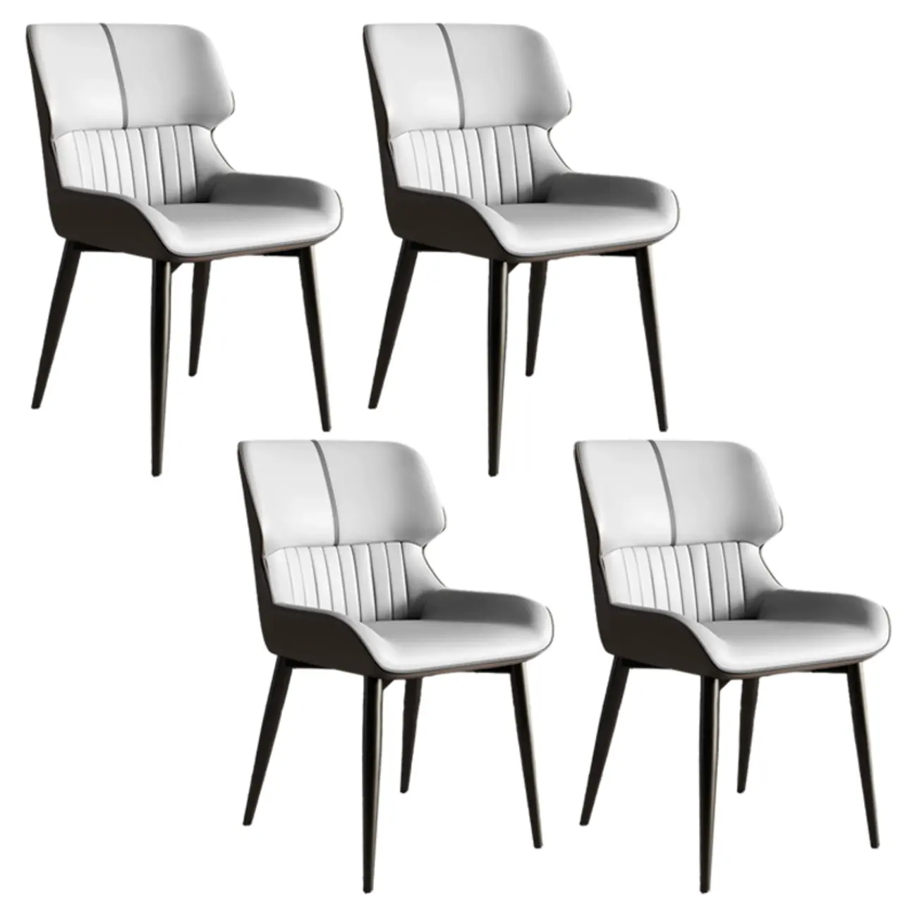 Leather Low Solid Back Armless Dining Side Chair Image - 26 | homeyfad