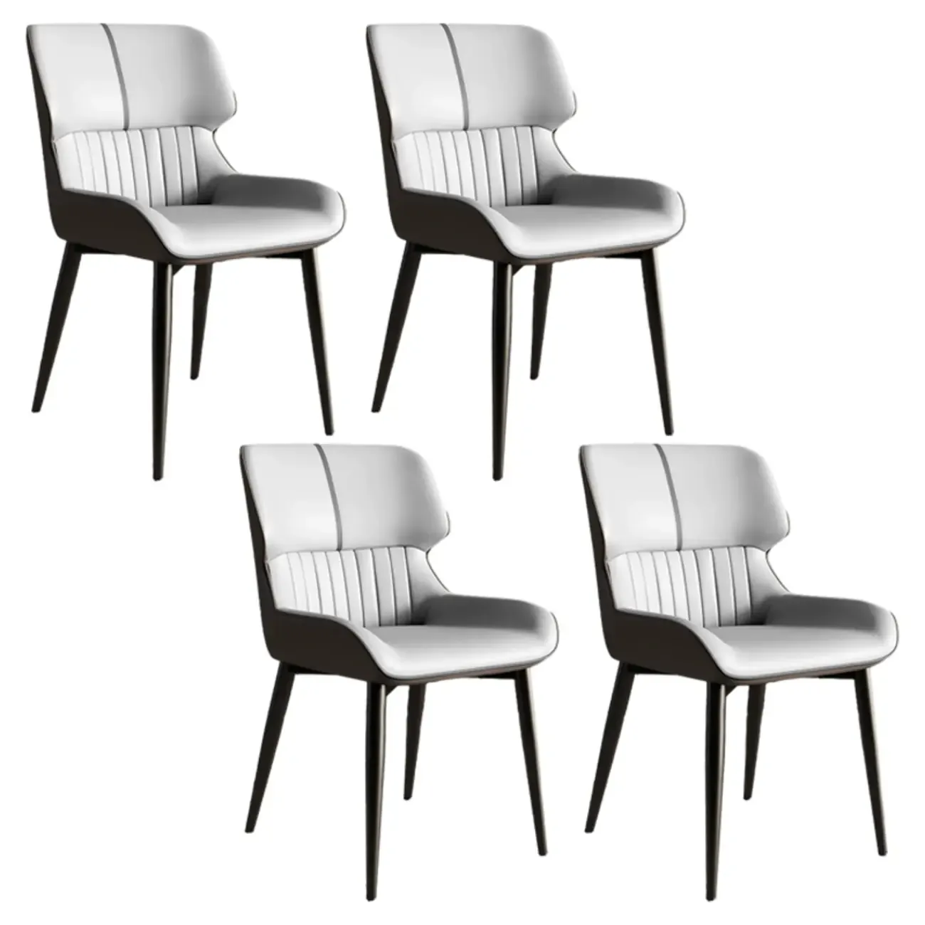 Leather Low Solid Back Armless Dining Side Chair Image - 26